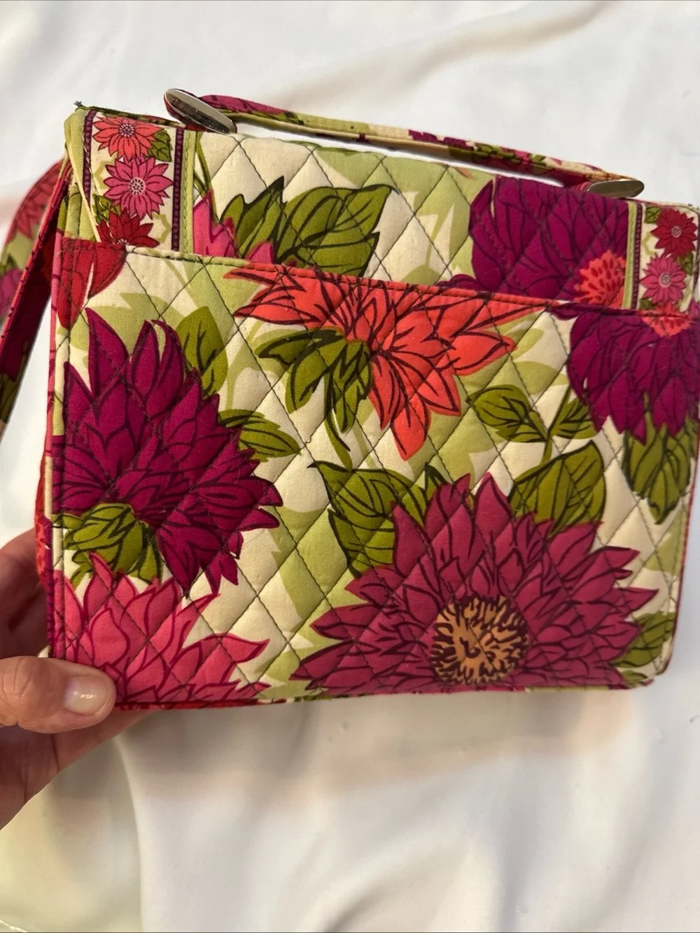 Vera Bradley Floral Quilted Crossbody in Pink, Orange and Green